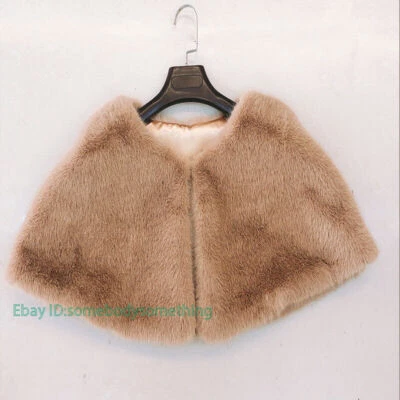 Mujeres Sin Mangas Imitación Piel Capa Chal Novia Dama de honor Hombro Encogerse de hombros Envoltura Foto 1 de 4