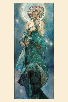 HUNTINGTON GRAPHICS Alphonse Mucha Moon Art Print Laminated Poster 24x36