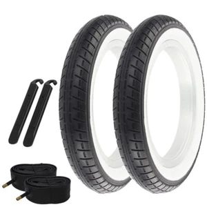 OG Bicycle TIRE 12" 1/2 X 2 1/4" Black/White Slick (2)TIRE,TUBE,&LEVER - Picture 1 of 1