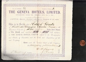 FRANCIA MENTON 1903 AKTIENGARANTIE AUF DEN INHABER DER GENFER HOTELS LIMITIERT - Bild 1 von 1