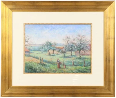 Hughes Claude Pissarro, dibujo pastel sobre papel firmado Foto 1 de 4