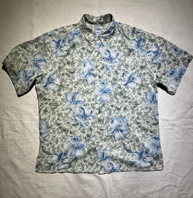 Reyn Spooner Aloha Hawaiian Shirt Floral Print Woven Gussets Size XL Blue RARE - Image 1 of 4