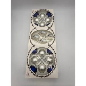 Juego de adornos de vidrio Christmas by Krebs de 18 piezas muñeco de nieve azul plateado vintage EE. UU. - Imagen 1 de 8