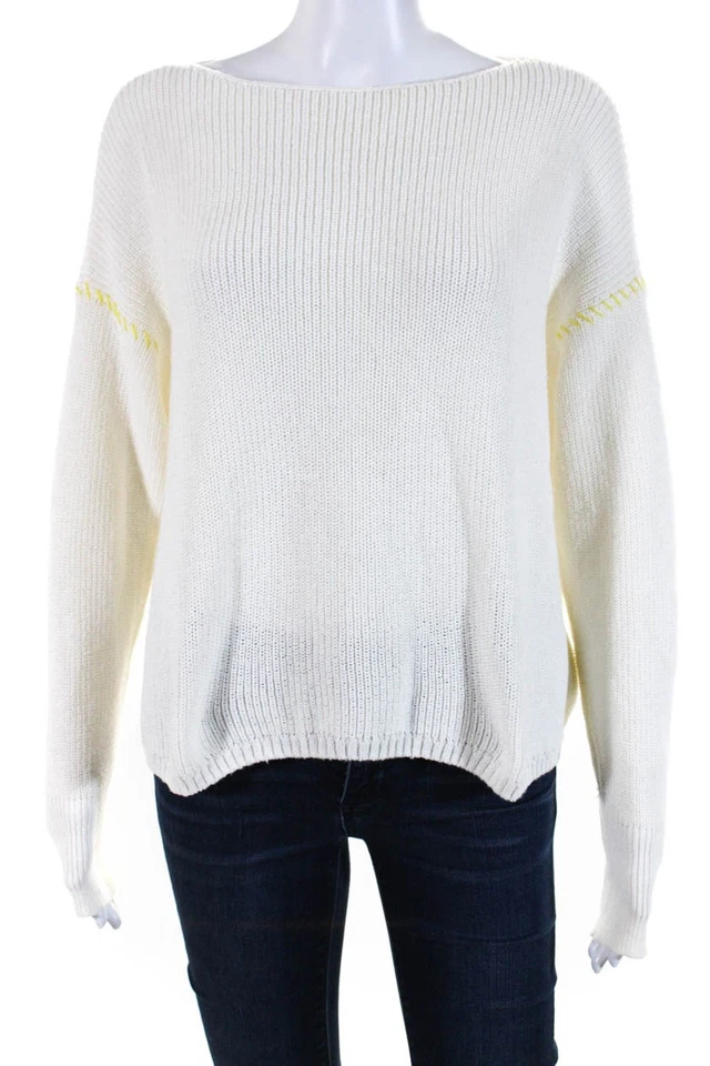 Suéter Pullover Lilla P Mujer Algodón Cuello Redondo Manga Larga Blanco Talla S Foto 1 de 4
