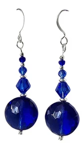 Beaded Earrings - Crystal Discs, Assorted Colors - Picture 1 of 2
