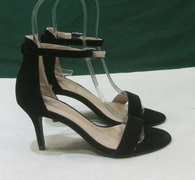 NUEVO Negro 3.5" Stiletto Tacón Alto Punta Abierta Correa al Tobillo Zapatos MUJERES Talla 9 Foto 1 de 4