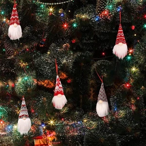 8 Packs Christmas Gnomes Ornaments Handmade Swedish Plush Xmas Tree Hanging - Picture 1 of 7
