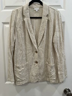 Blazer J.jill Easy Eyelet mezcla lino talla M en muy buen estado Foto 1 de 4