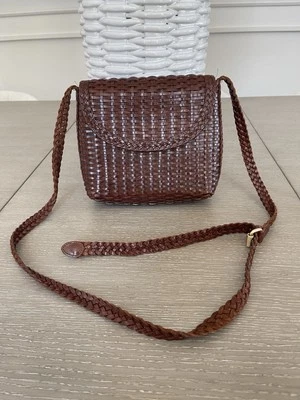 Bolsa tiracolo de couro vintage CEM tecido marrom - Imagem 1 de 4