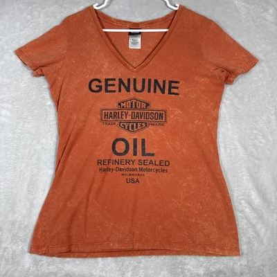 Harley Davidson Orange Oil Black Diamond Glitter Shirt Sturgis South Dakota LG - Image 1 of 4
