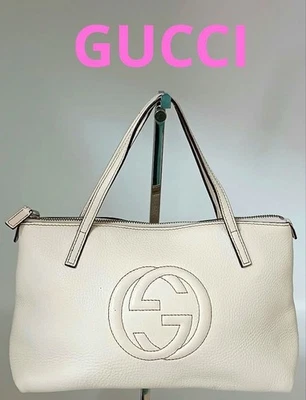 Auténtico bolso de mano GUCCI Soho 340618 cuero blanco roto Foto 1 de 4