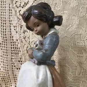 Vintage Lladro Figur Zärtlichkeit Mädchen + Hase ~ Spanien - Bild 1 von 8