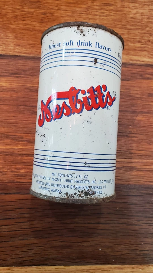 Lata de refresco vintage con tapa plana naranja Nesbitt's Foto 1 de 4