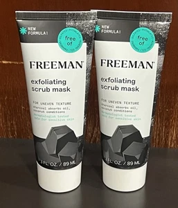 2 Freeman Exfoliated Scrub Mask. Charcoal Absorbs Oil Free Of Paraben, Sulfates - Picture 1 of 2