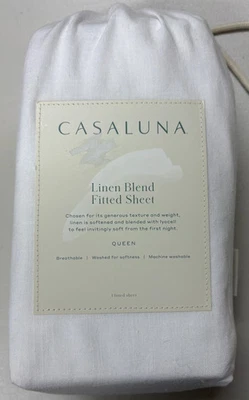 Casaluna Queen Linen Blend Fitted Sheet, New
