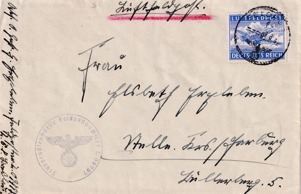 Deutsches Reich Luftfeldpostbrief 3.8.42 nach Stelle Krs. Harburg - Bild 1 von 1