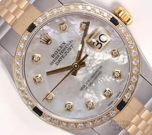 Rolex Datejust Two-Tone Jubilee White MOP Diamond Dial Black Gem & Diamond Bezel - Picture 1 of 6