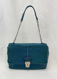 Tod’s Teal Patent Leather Shoulder Bag Chain Strap Italy 11x7 EUC Green Trim - Picture 1 of 16