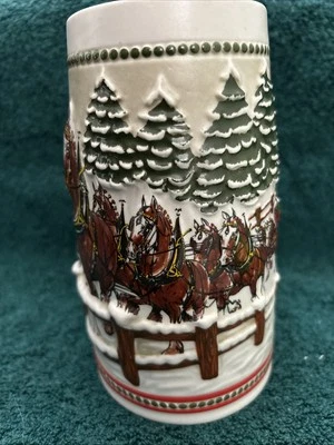 Edición limitada Budweiser Clydesdales Holiday Beer Stein Anheuser Busch 1984 Foto 1 de 4