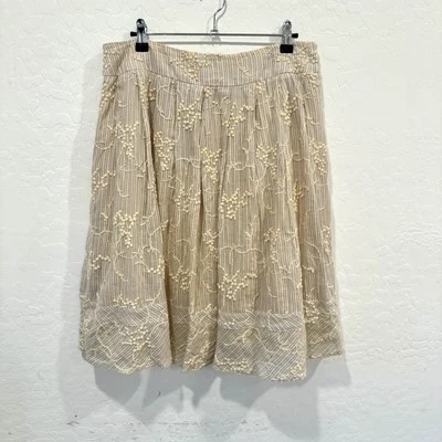 Falda ANTONIO MELANI Crema Floral Línea A Mujer 8 Rayas Bordadas Y2K Foto 1 de 4