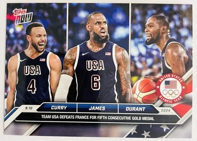 2024 Topps Now 奥运会 斯蒂芬·库里 勒布朗·詹姆斯 凯文·杜兰特 #26 — 第 1/2 张图片