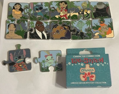 Conjunto de 12 pinos quebra-cabeça conexão personagem Disney Lilo & Stitch completo perseguidor Le - Imagem 1 de 4