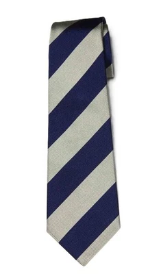 Corbata a rayas Turnbull and Asser hecha a mano de seda inglesa Repp azul blanco para hombre Foto 1 de 2