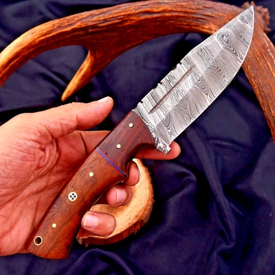 Damascus Hunting Knife Custom HandMade - Hand Forged Damascus Steel Blade - Image 1 of 4