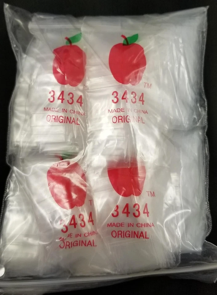 Apple Mini Zip Resealable Bags 3/4" x 3/4" Clear Baggies 3434 1000ct. NEW - Image 1 of 1