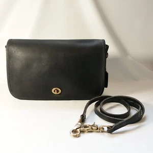 Vintage Coach Convertible Clutch Crossbody Purse Black Turnlock Made In USA - Picture 1 of 17