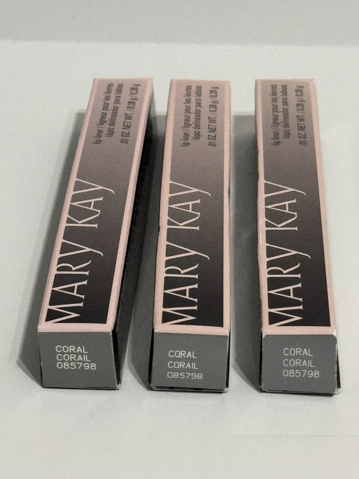 Lot Of 3 - Mary Kay Twist Up Lip Liner Coral Full Size .01 oz - New In Box - Image 1 of 1