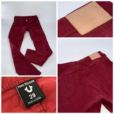 Pantalones de mezclilla True Religion Jennie 29 rojos algodón elástico curvilíneo ajustados YGI E2-321 Foto 1 de 4