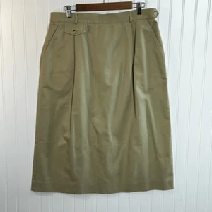Vintage David Brooks Women’s Size 18 Tan Side Button Pleated Slot Pocket Midi - Picture 1 of 11