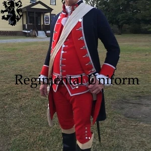 George Washington's French Uniform Colonel War Navy Blue With Red Wool Jacket - Picture 1 of 7