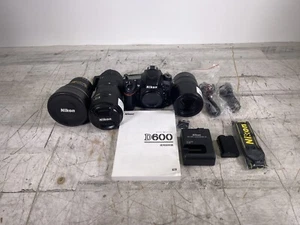 NIKON D600 24.3MP DIGITAL SLR CAMERA W/ 3 NIKKOR LENSES - (READ DESCRIPTION) - Picture 1 of 24