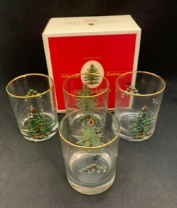 Spode Christmas Tree Double Old Fashion Gold Rim (set of 4) - with box - Picture 1 of 4