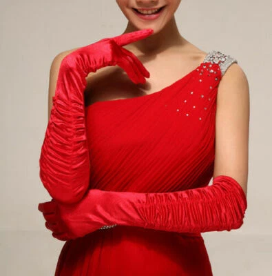 Guantes largos de codo para mujer Guantes de fiesta de noche Guantes de seda Guantes de ópera para boda Foto 1 de 4