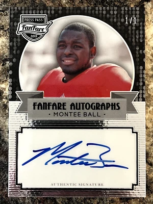 Montee Ball 2013 Press Pass Fanfare Black Auto Autograph 1/1 Wisconsin Badgers - Image 1 of 2