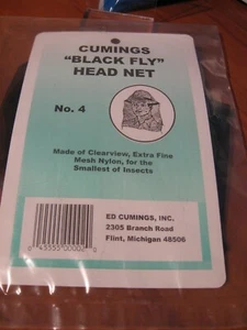 Cumings Black Fly Head Net # 4 Extra Fine Nylon Mesh For The Smallest Of Insects - Picture 1 of 5