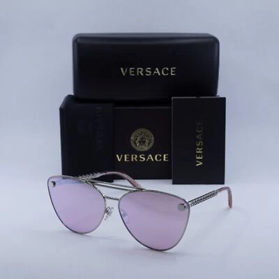 Nuevas gafas de sol VERSACE VE2267 10007V plateadas/rosa espejo blancas 64-14-140 Foto 1 de 4
