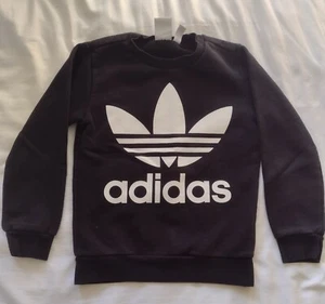 Youth Adidas Sweatshirt, Black, Adidas Logo, UK: 7-8Y, US: XS, Preowned,  - Picture 1 of 4
