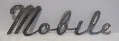 Letrero con nombre móvil vintage emblema insignia escritura metal coleccionable original EE. UU. Foto 1 de 3