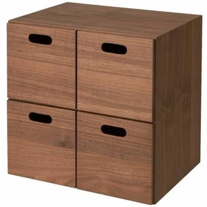 MUJI STACKABLE WOOD CHEST 4 SQUARE DRAWERS WALNUT 14 x 14 x 11 in FedEx - Picture 1 of 6