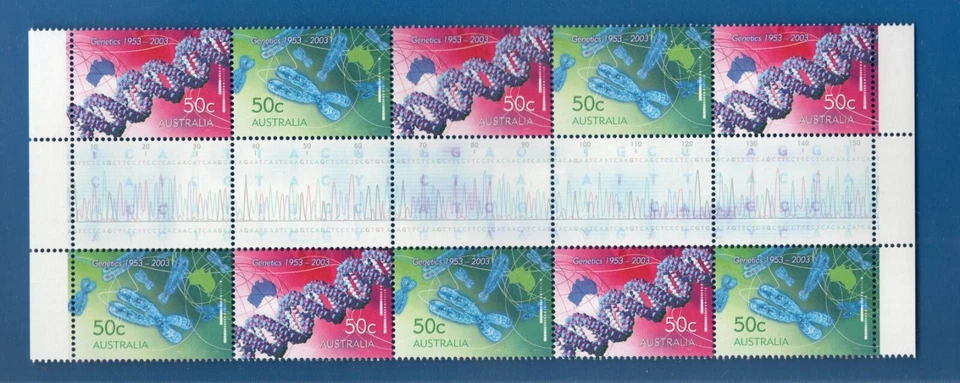 STAMPS AUSTRALIA-Discovery of DNA,set of 2 x5 gutter sheet, 2003-** - Image 1 of 1