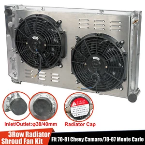 3 Row Aluminum Radiator+Shroud Fan For Chevy 1970-81 Camaro/ 1978-87 Monte Carlo - Picture 1 of 10