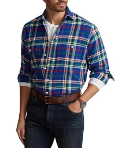 Polo Ralph Lauren Men’s Big & Tall Blue Plaid Flannel Cotton Shirt NWT - Picture 1 of 9