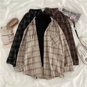Women's Vintage Oversized Plaid Shirt - Picture 1 of 22