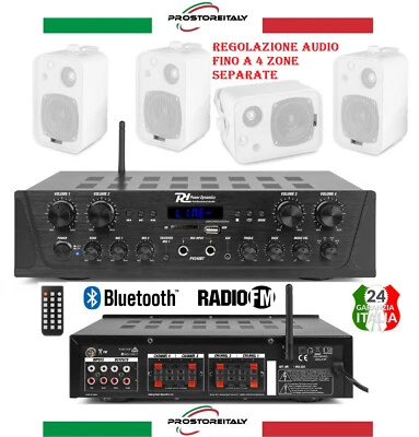 IMPIANTO AUDIO FILODIFFUSIONE CON VOLUME SEPARABILE 4 ZONE BLUETOOTH RADIO FM   - Immagine 1 di 4
