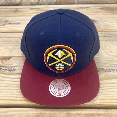 Mitchell & Ness Denver Nuggets NBA Snapback Gorra Logo 3D Azul Marino Granate Sombrero Nuevo con Etiquetas Foto 1 de 4