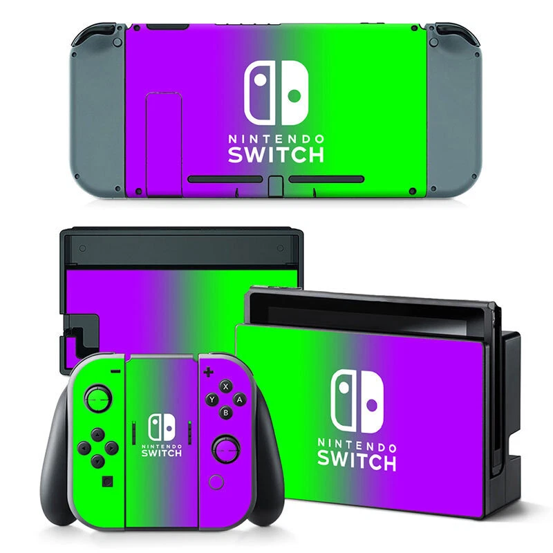 Juego de cubierta de calcomanías de vinilo para pegatina Nintendo Switch - verde fresco y púrpura Foto 1 de 4
